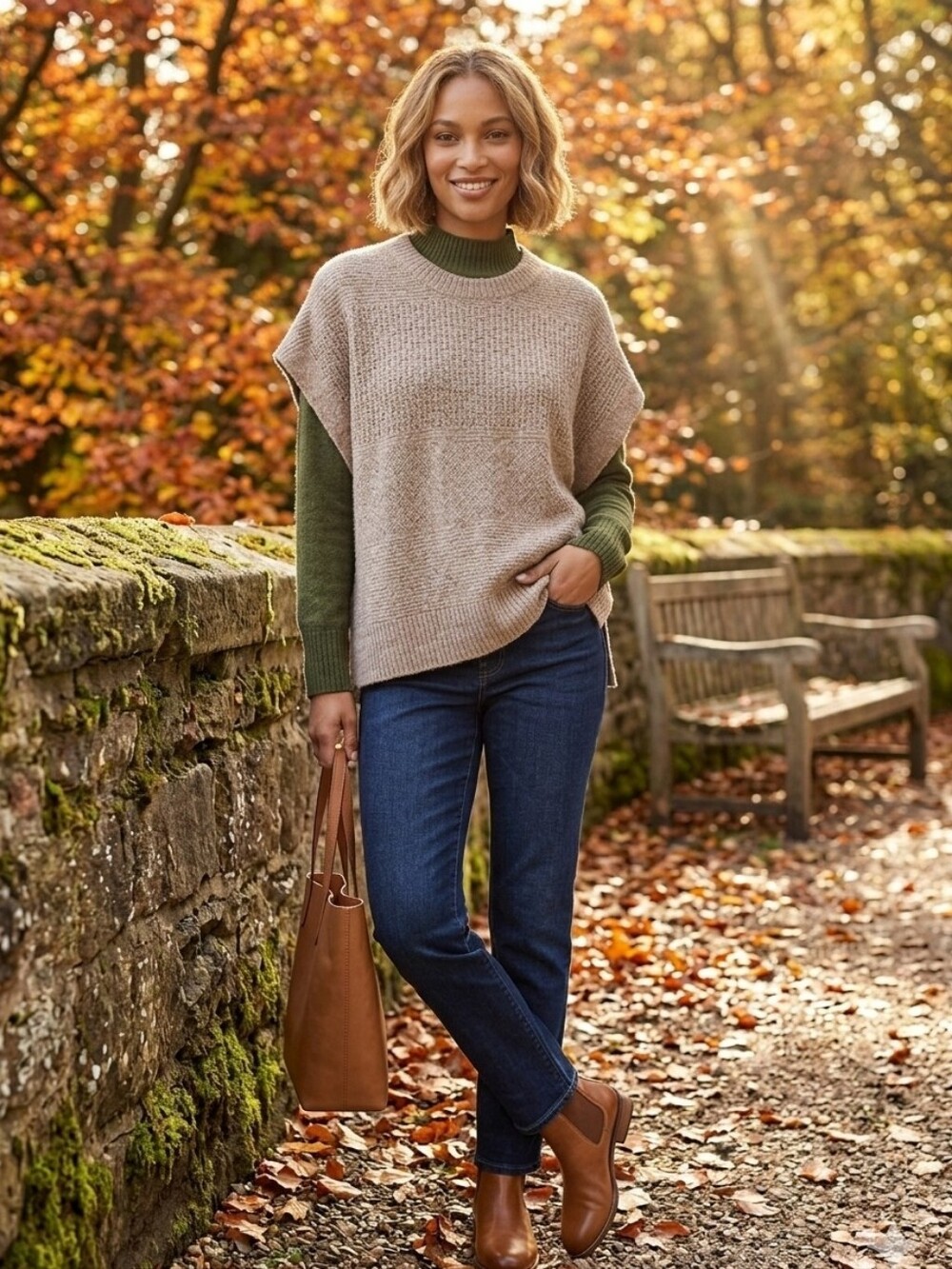 Universal Thread Poncho- Taupe